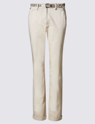Roma Rise Cotton Rich Straight Leg Chinos with Belt
